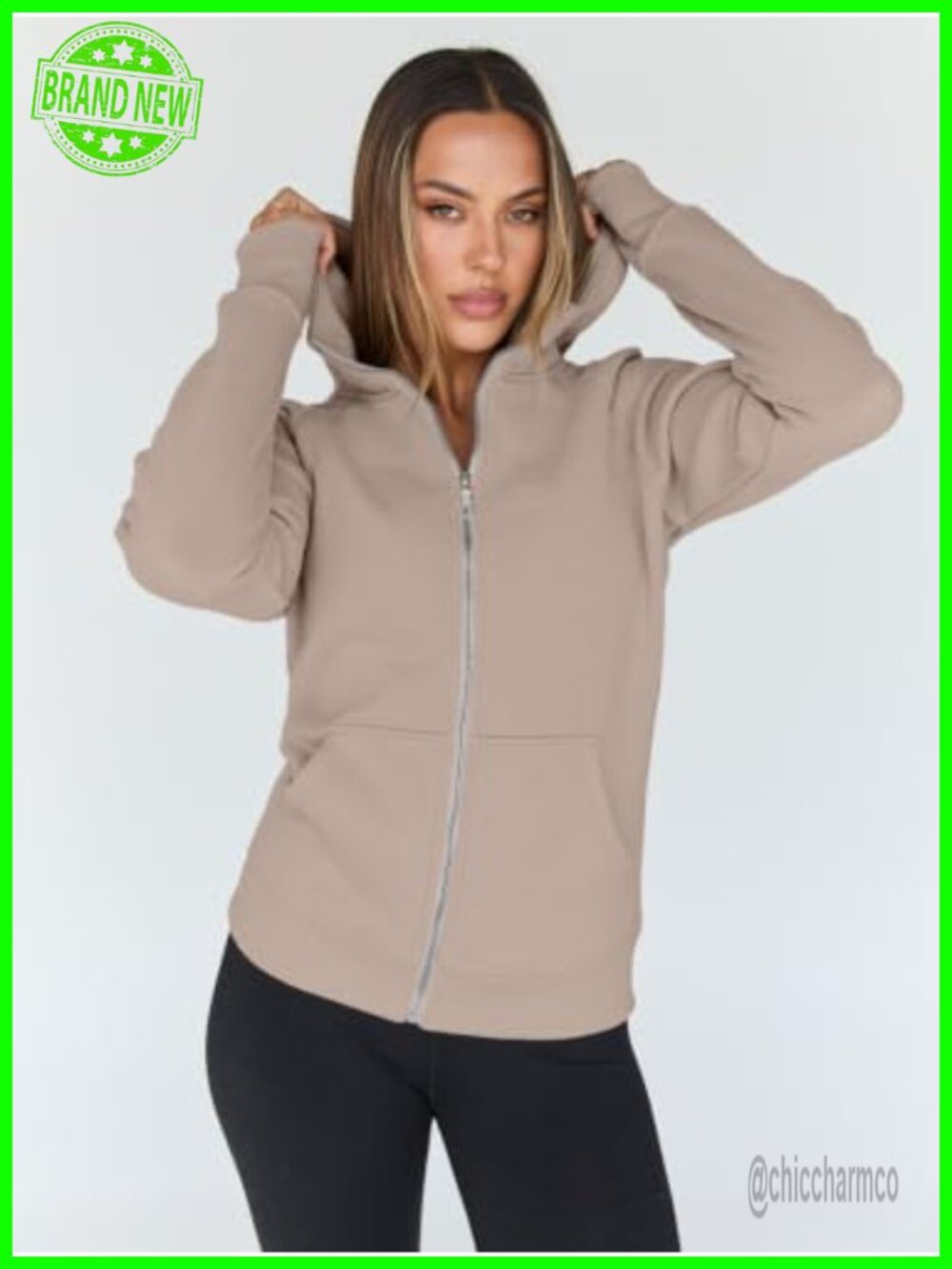 Women's Zip Up Hoodie Fleece Jacket Fall Winter Full Zip Cotton Blend - Picture 4 of 5